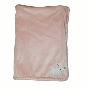 Carter's White Bunny Rabbit Pink Lovey Security Baby Blanket 39" X 29"